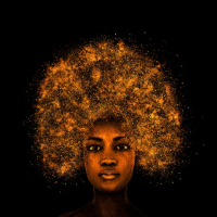 Black woman with golden speckled afro